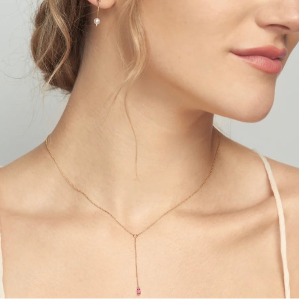 Poppy finch ethically-sourced ruby necklace. 14k gold. Barely worn.